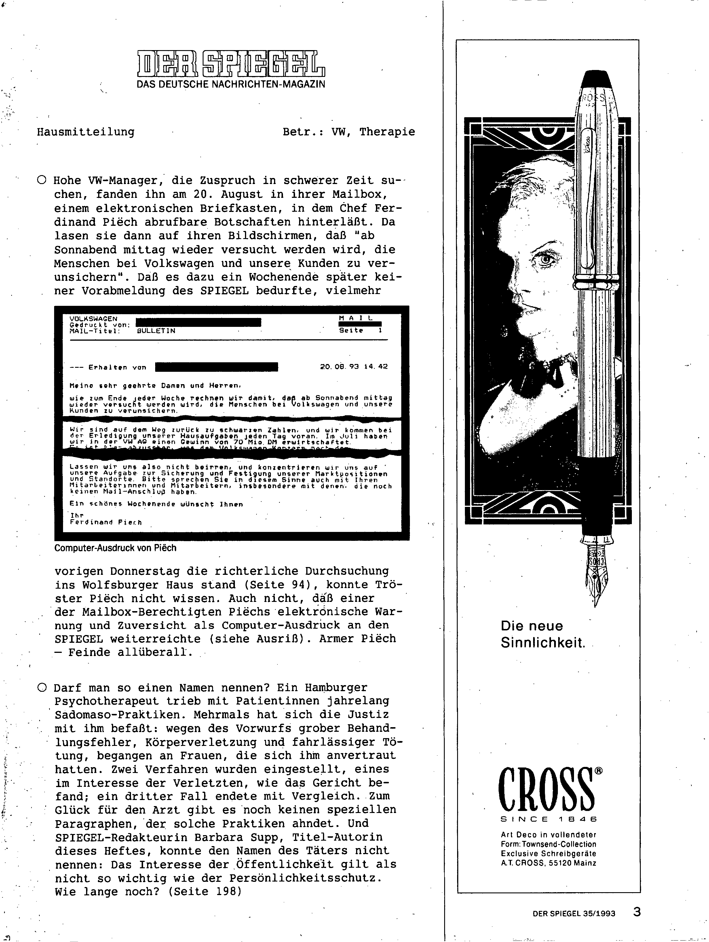 DER SPIEGEL Nr. 35, 30.8.1993 bis 5.9.1993